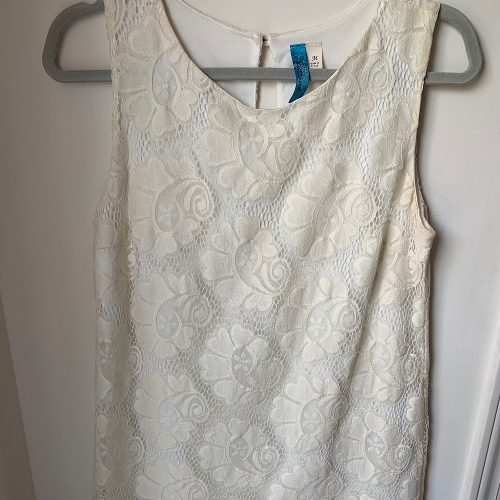 White & Cream Lace Dress